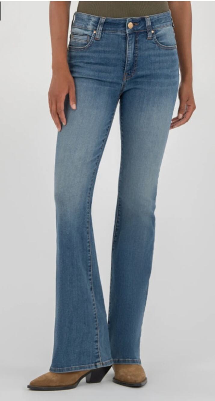 Kut From The Kloth Mid Rise Natalie Flare Jeans Blue 14